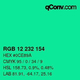 Color code: RGB 12 232 154 | qconv.com