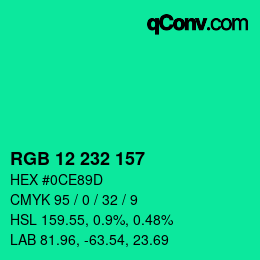 Color code: RGB 12 232 157 | qconv.com