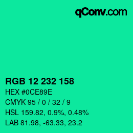 カラーコード: RGB 12 232 158 | qconv.com