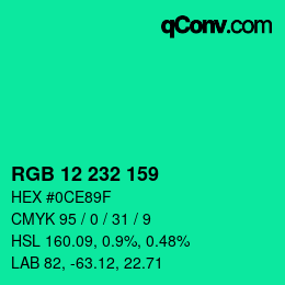Color code: RGB 12 232 159 | qconv.com