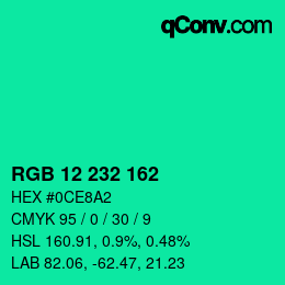 Farbcode: RGB 12 232 162 | qconv.com