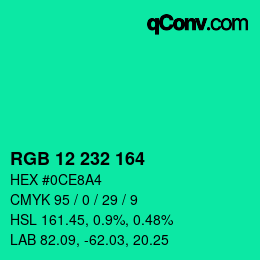 Color code: RGB 12 232 164 | qconv.com