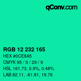 Color code: RGB 12 232 165 | qconv.com
