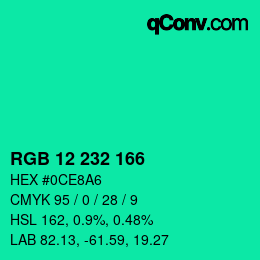 カラーコード: RGB 12 232 166 | qconv.com