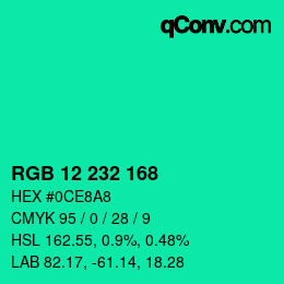 Color code: RGB 12 232 168 | qconv.com