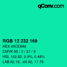Color code: RGB 12 232 169 | qconv.com
