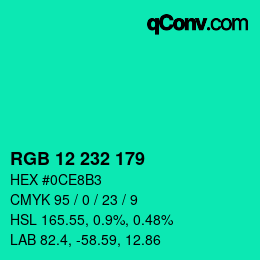 Color code: RGB 12 232 179 | qconv.com