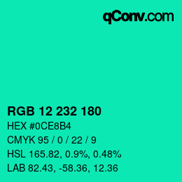 Color code: RGB 12 232 180 | qconv.com