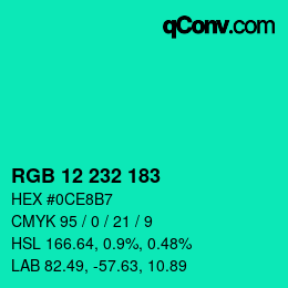 Color code: RGB 12 232 183 | qconv.com