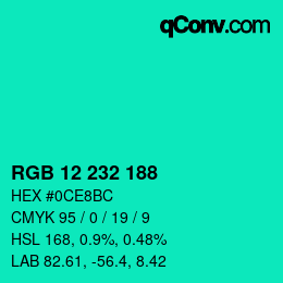 Color code: RGB 12 232 188 | qconv.com