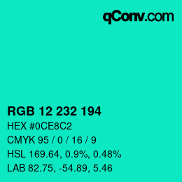 Color code: RGB 12 232 194 | qconv.com