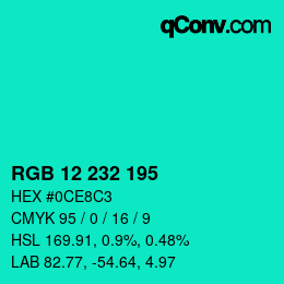 Color code: RGB 12 232 195 | qconv.com