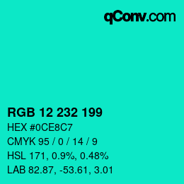 Color code: RGB 12 232 199 | qconv.com