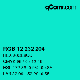 カラーコード: RGB 12 232 204 | qconv.com