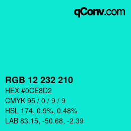 Color code: RGB 12 232 210 | qconv.com
