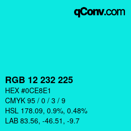 Color code: RGB 12 232 225 | qconv.com