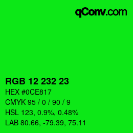 Color code: RGB 12 232 23 | qconv.com