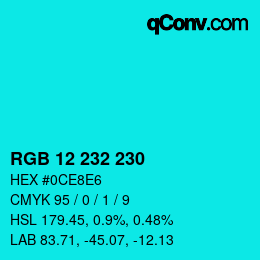 Color code: RGB 12 232 230 | qconv.com