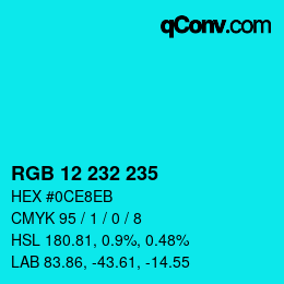 Color code: RGB 12 232 235 | qconv.com