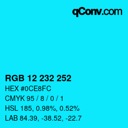 Color code: RGB 12 232 252 | qconv.com
