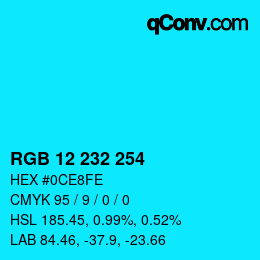 Color code: RGB 12 232 254 | qconv.com