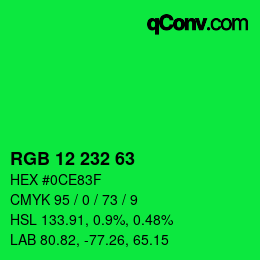 カラーコード: RGB 12 232 63 | qconv.com
