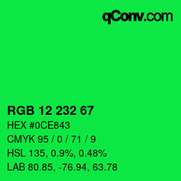 カラーコード: RGB 12 232 67 | qconv.com