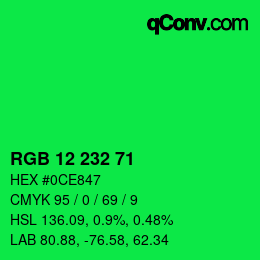 Color code: RGB 12 232 71 | qconv.com
