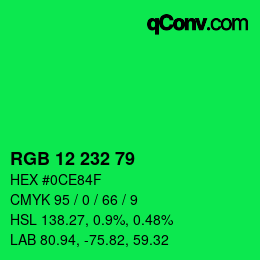 Color code: RGB 12 232 79 | qconv.com