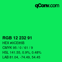 Color code: RGB 12 232 91 | qconv.com