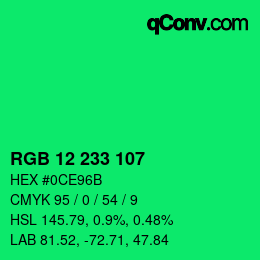 Color code: RGB 12 233 107 | qconv.com