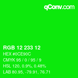 Color code: RGB 12 233 12 | qconv.com