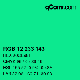 Color code: RGB 12 233 143 | qconv.com