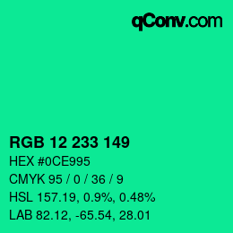 Color code: RGB 12 233 149 | qconv.com