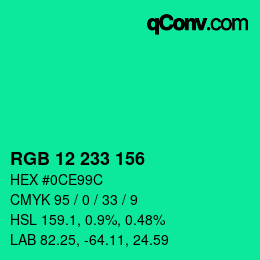 Color code: RGB 12 233 156 | qconv.com