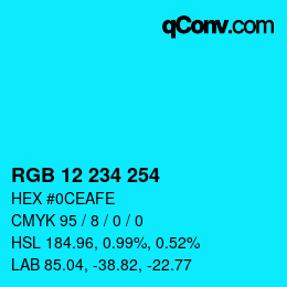 颜色代码: RGB 12 234 254 | qconv.com