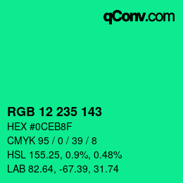 カラーコード: RGB 12 235 143 | qconv.com