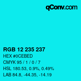 Color code: RGB 12 235 237 | qconv.com