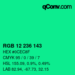カラーコード: RGB 12 236 143 | qconv.com