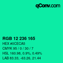 Color code: RGB 12 236 165 | qconv.com