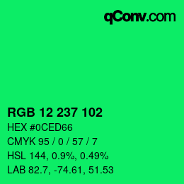 Color code: RGB 12 237 102 | qconv.com