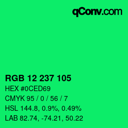 Color code: RGB 12 237 105 | qconv.com