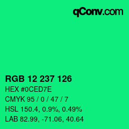 Color code: RGB 12 237 126 | qconv.com