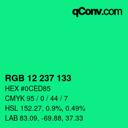 Color code: RGB 12 237 133 | qconv.com