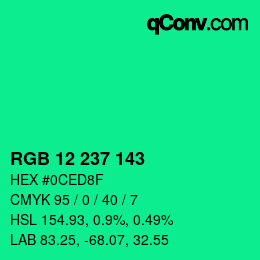 Color code: RGB 12 237 143 | qconv.com