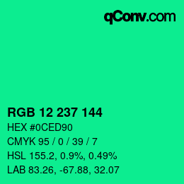 Color code: RGB 12 237 144 | qconv.com