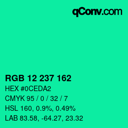 Color code: RGB 12 237 162 | qconv.com