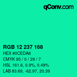 Color code: RGB 12 237 168 | qconv.com