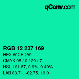 Color code: RGB 12 237 169 | qconv.com