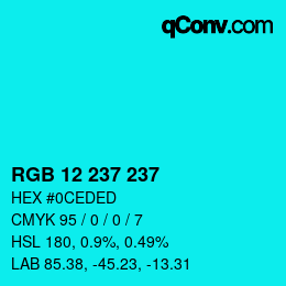 颜色代码: RGB 12 237 237 | qconv.com